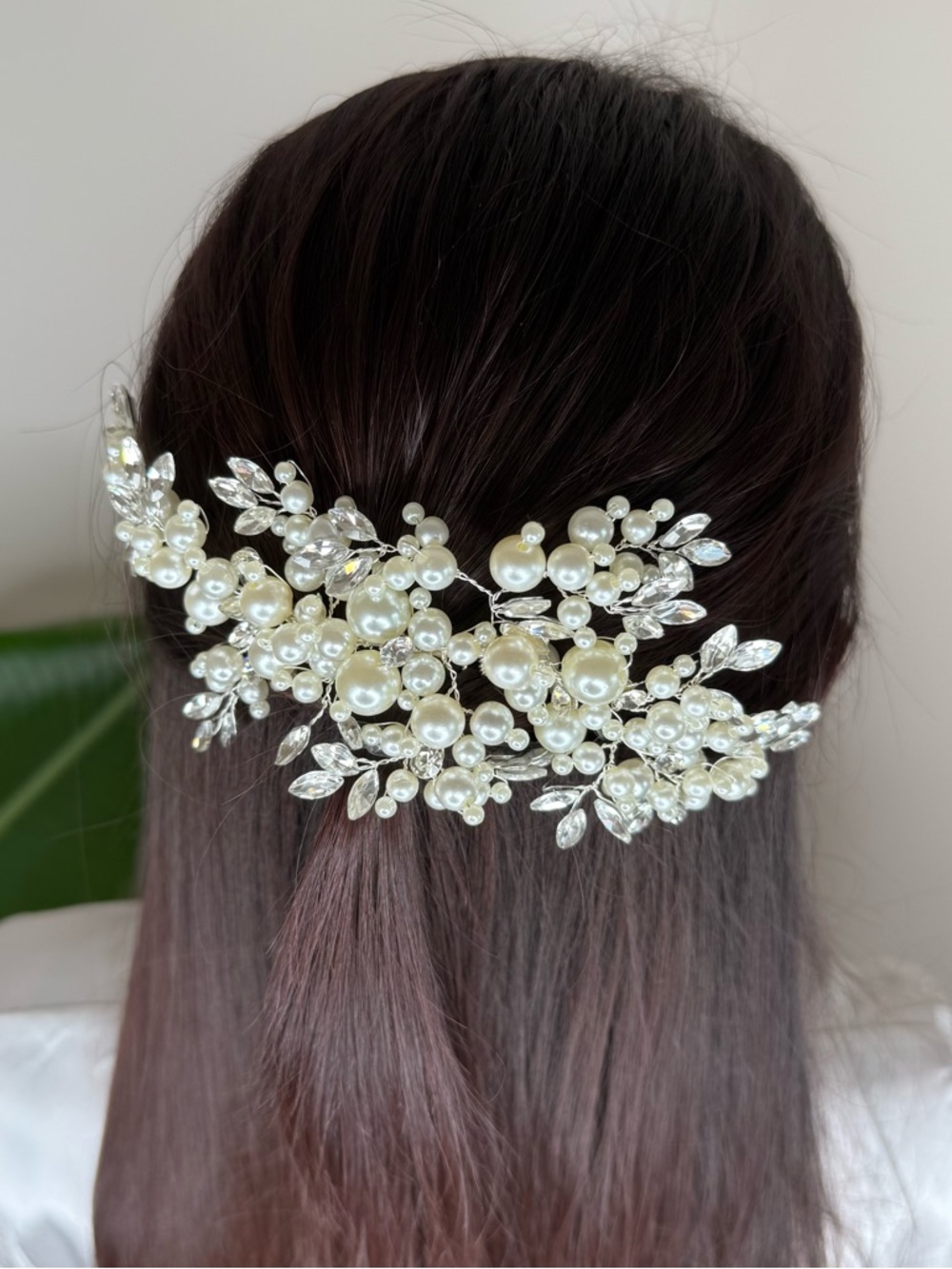 Bridal Pearl & Crystal Hair Comb - white
